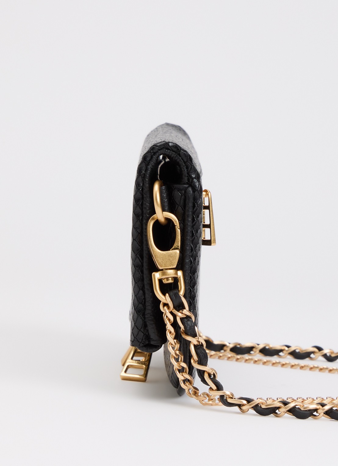 Zadig&Voltaire Rock Soft Mini clutch van leer met slangenstructuur - detail 2 zwart
