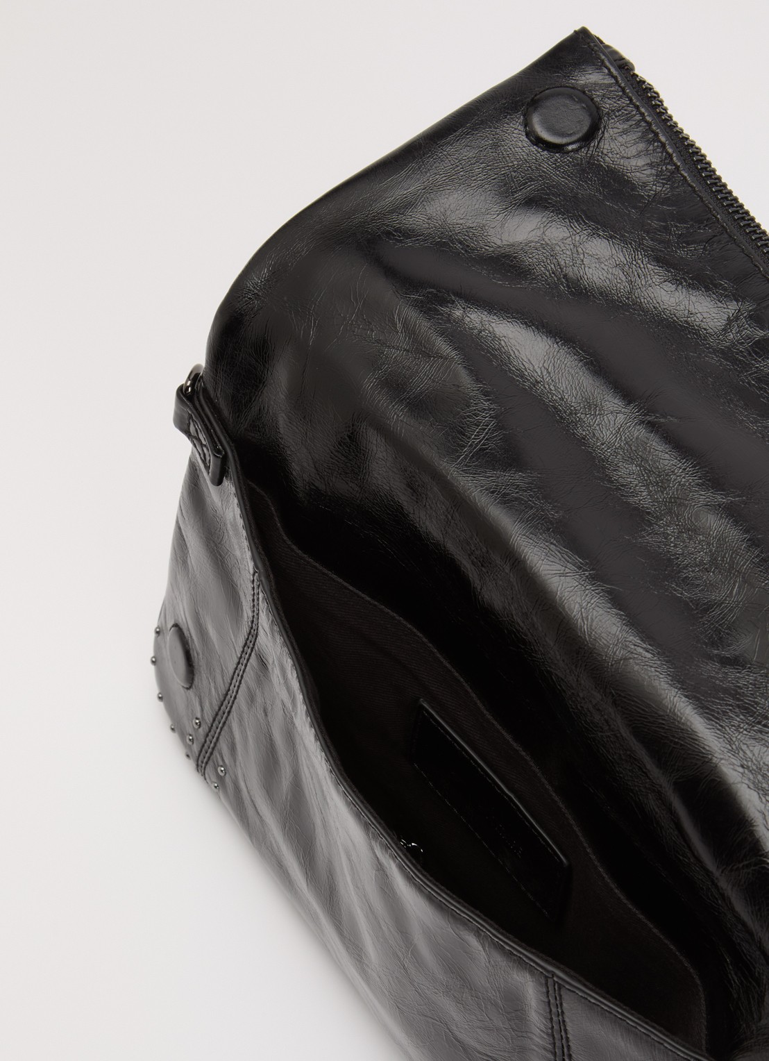 Zadig&Voltaire Rock vintage clutch van leer met metallic finish en studs - detail 2 zwart
