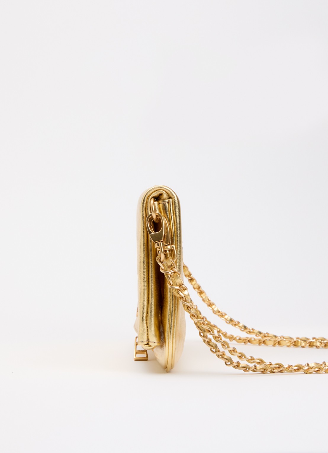 Zadig&Voltaire Rock Vintage Metal clutch van leer met afneembare schouderriem  - detail 4 goud
