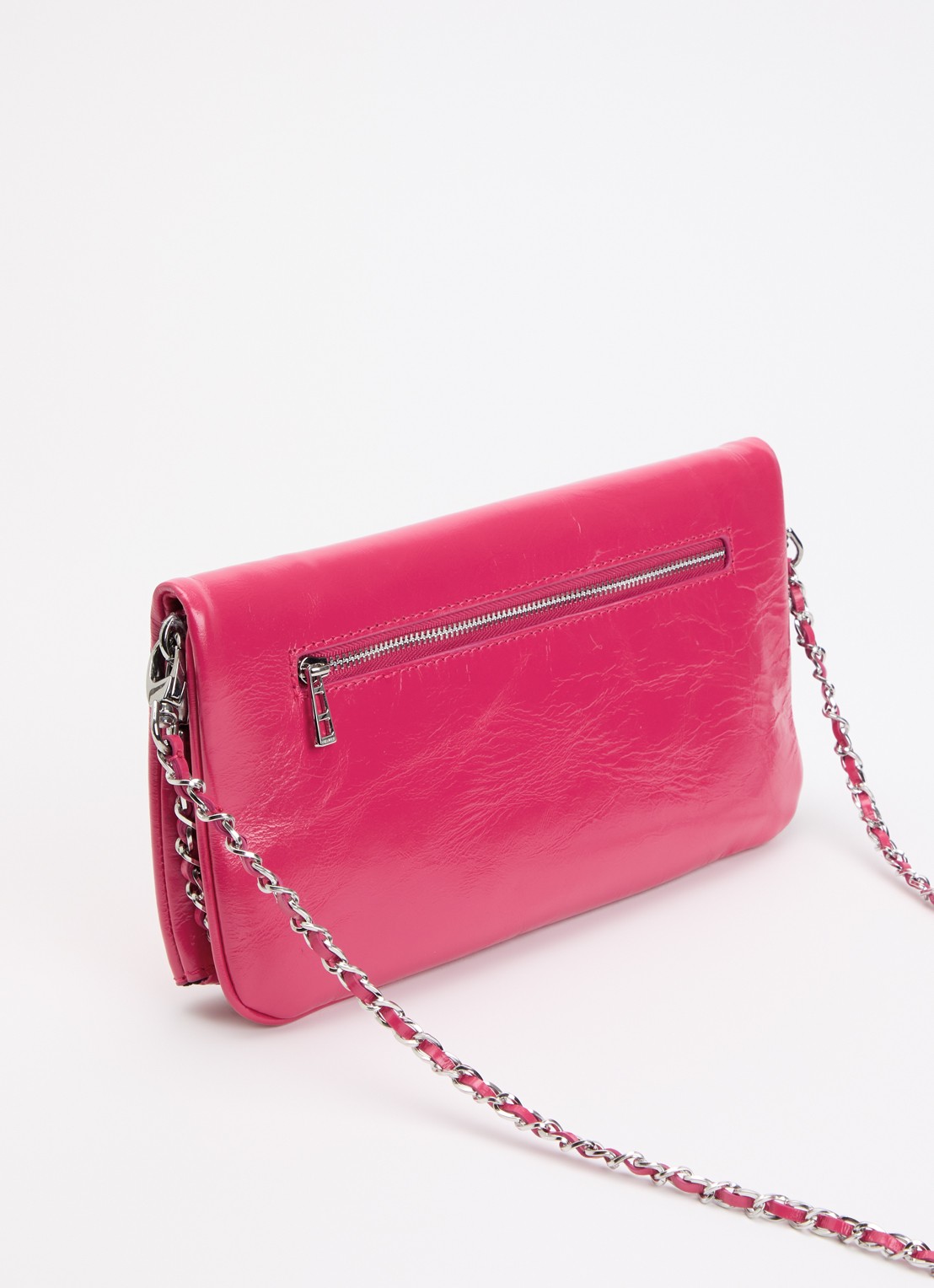 Zadig&Voltaire Rock Vintage Patent clutch van leer met afneembare schouderriem - achterkant roze