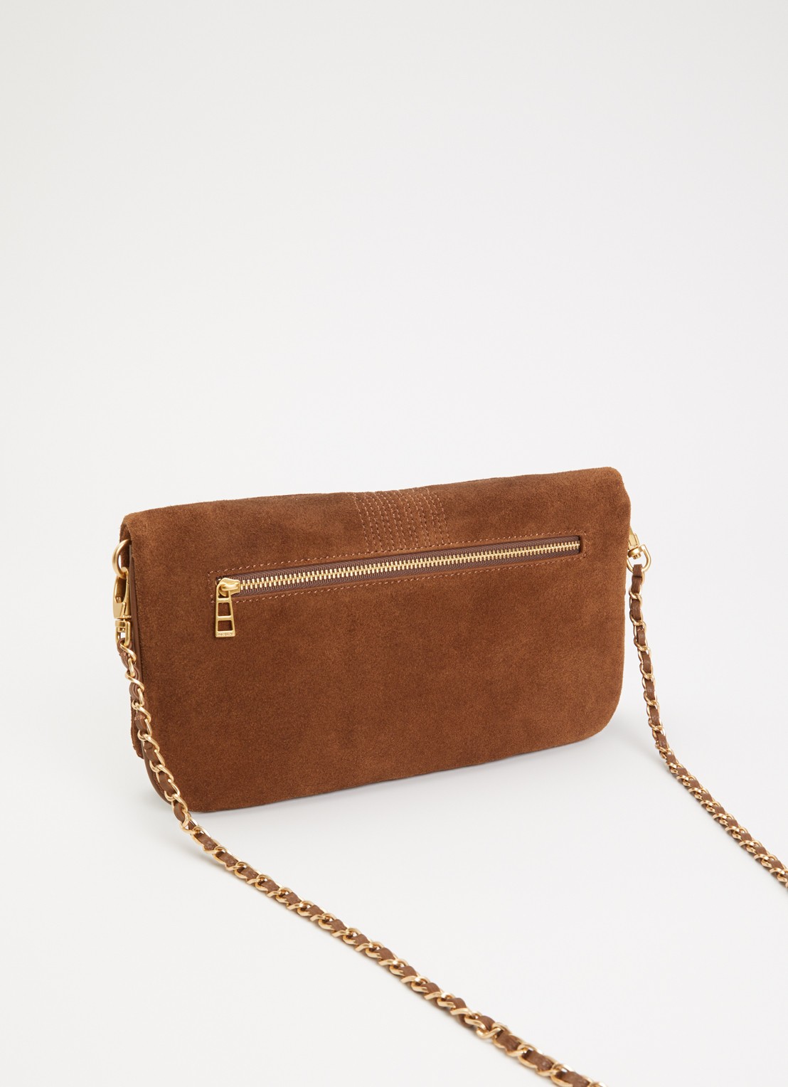 Zadig&Voltaire Rock Western clutch van suède - achterkant cognac