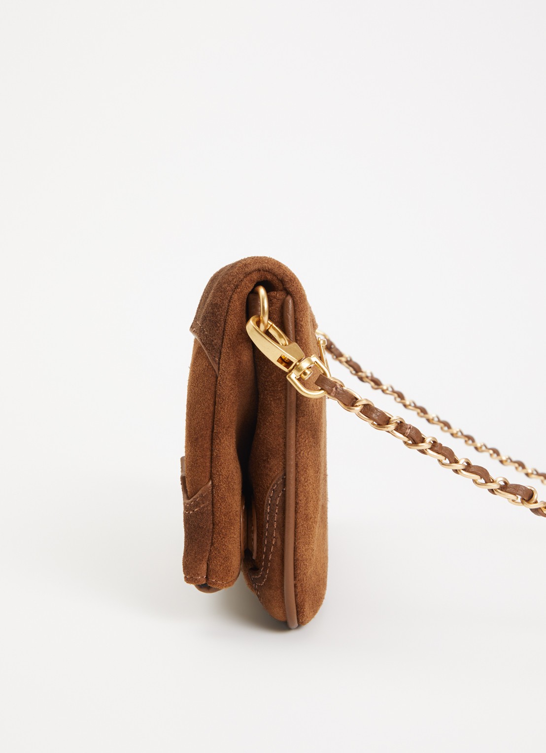 Zadig&Voltaire Rock Western clutch van suède - detail 4 cognac