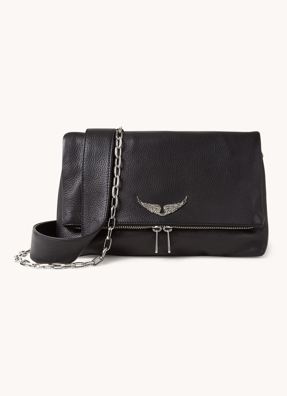 Zadig&Voltaire Rocky clutch van leer - voorkant 3 zwart