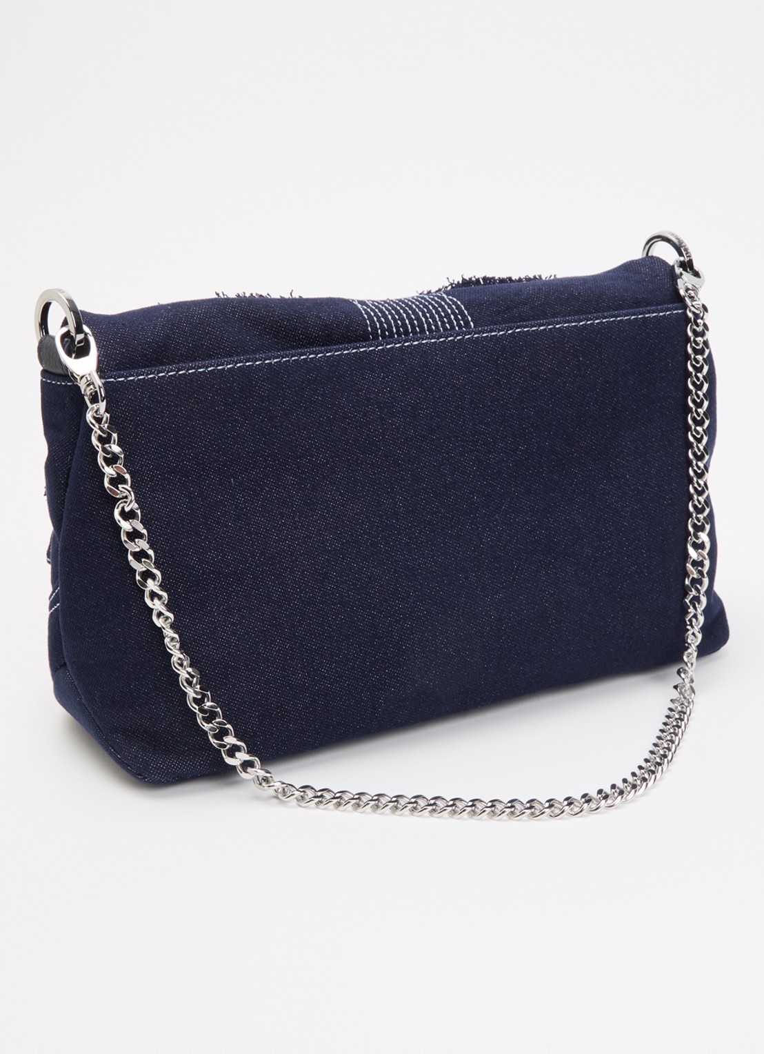 Zadig&Voltaire Rocky II schoudertas van denim met borduring en logo  - achterkant indigo