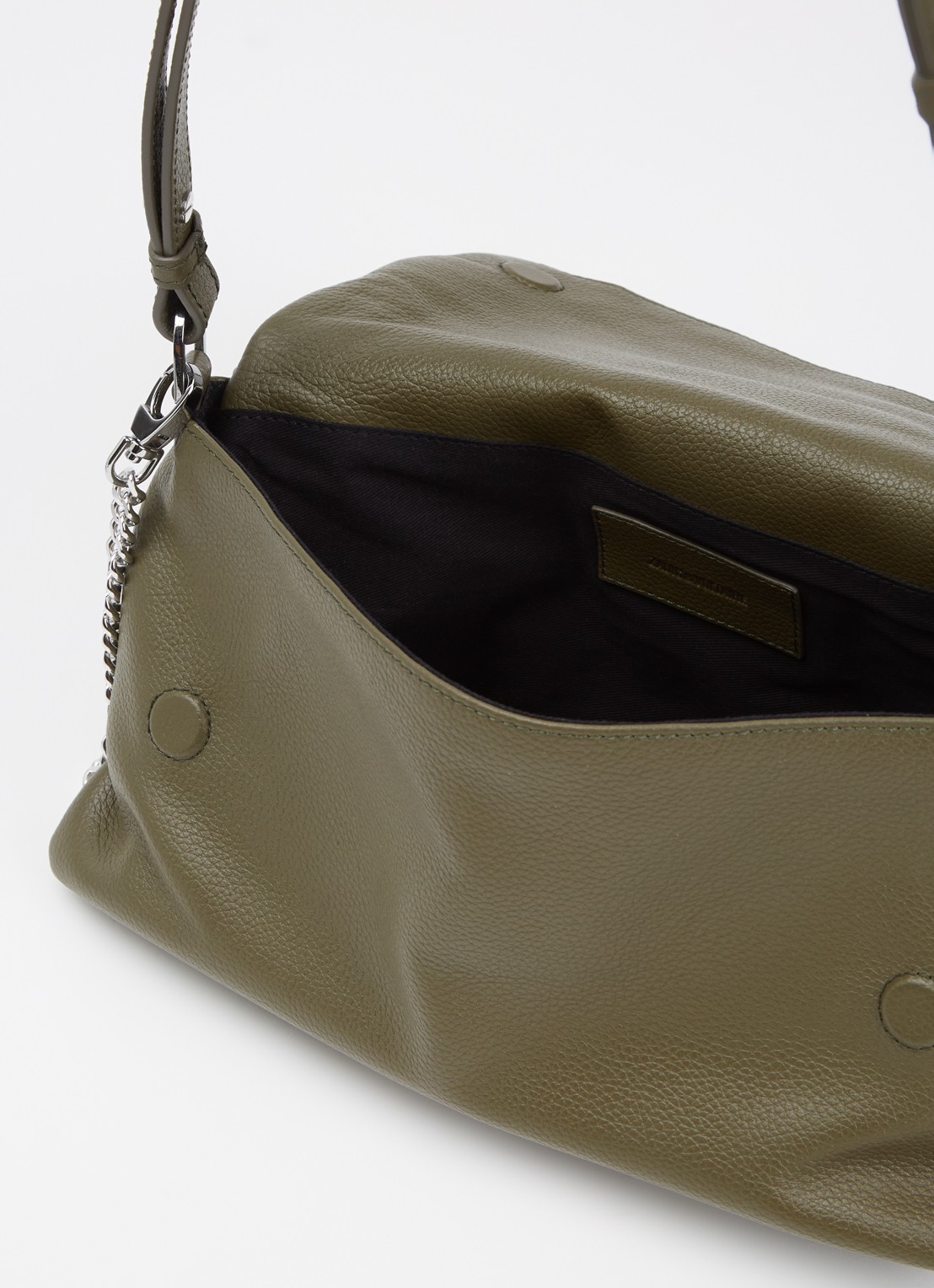 Zadig&Voltaire Rocky II schoudertas van leer met logo - detail 4 bronsgroen