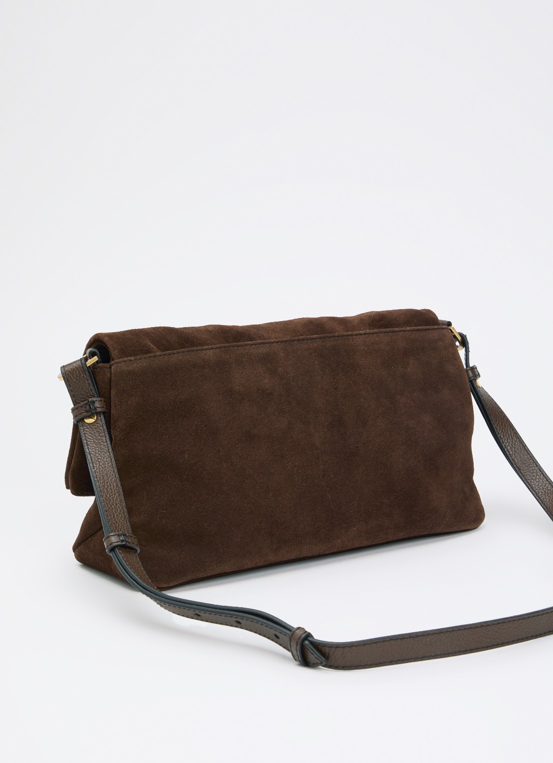 Zadig&Voltaire Rocky II schoudertas van suède met verstelbare schouderriem - achterkant 5 bruin