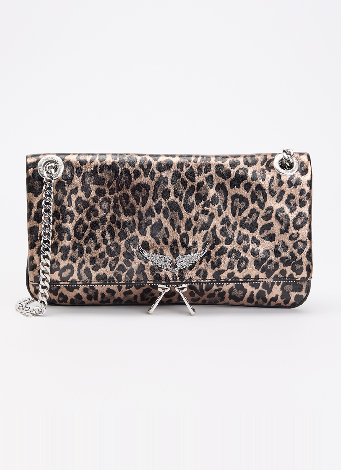 Zadig&Voltaire Rocky II schouderts met panterprint - voorkant bruin