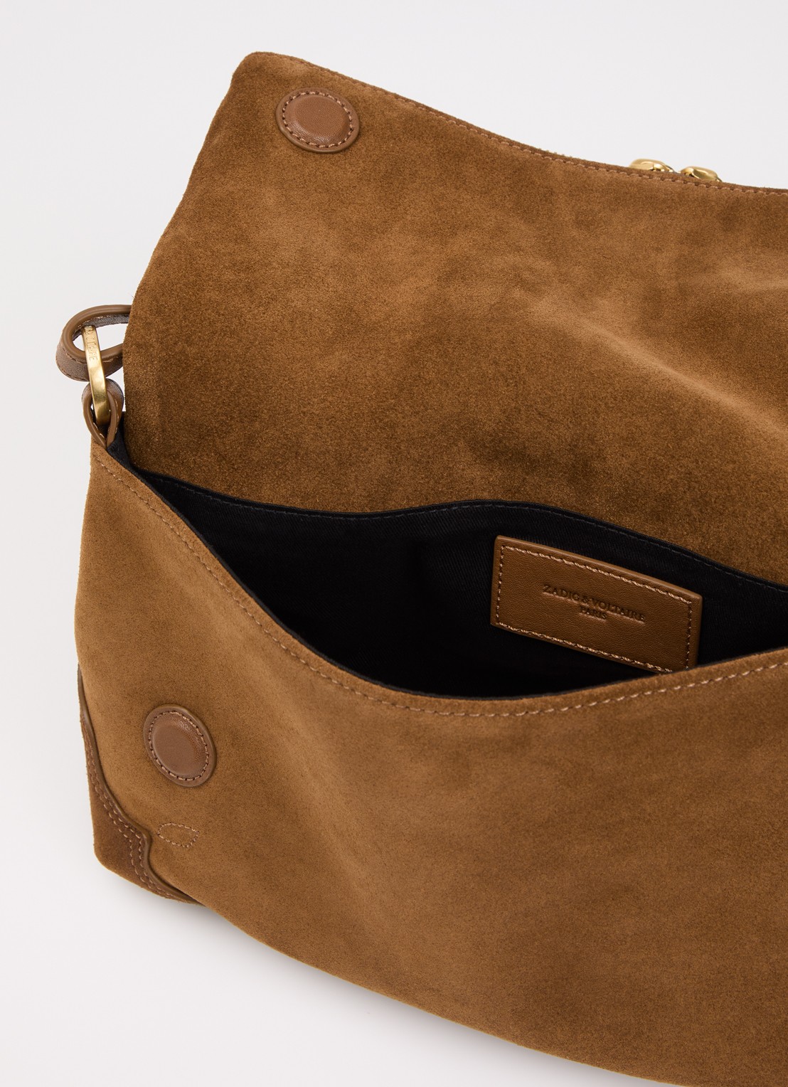 Zadig&Voltaire Rocky II Wester crossbodytas van suède met afneembare schouderriem - detail 2 cognac