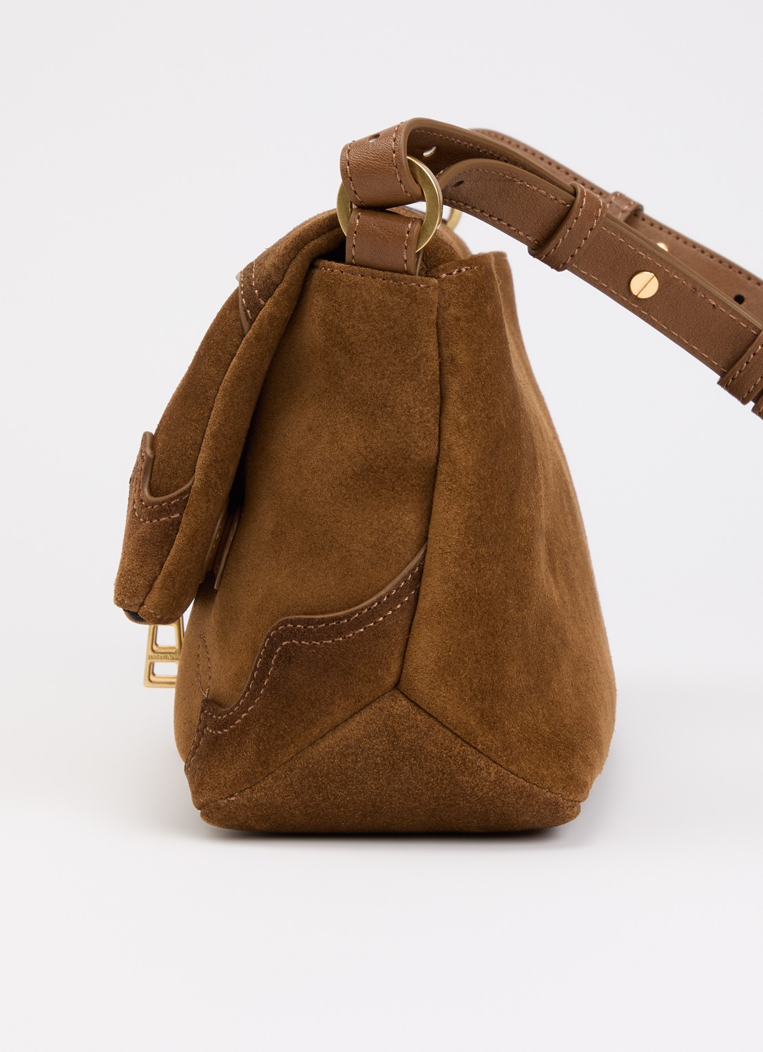 Zadig&Voltaire Rocky II Wester crossbodytas van suède met afneembare schouderriem - detail 3 cognac