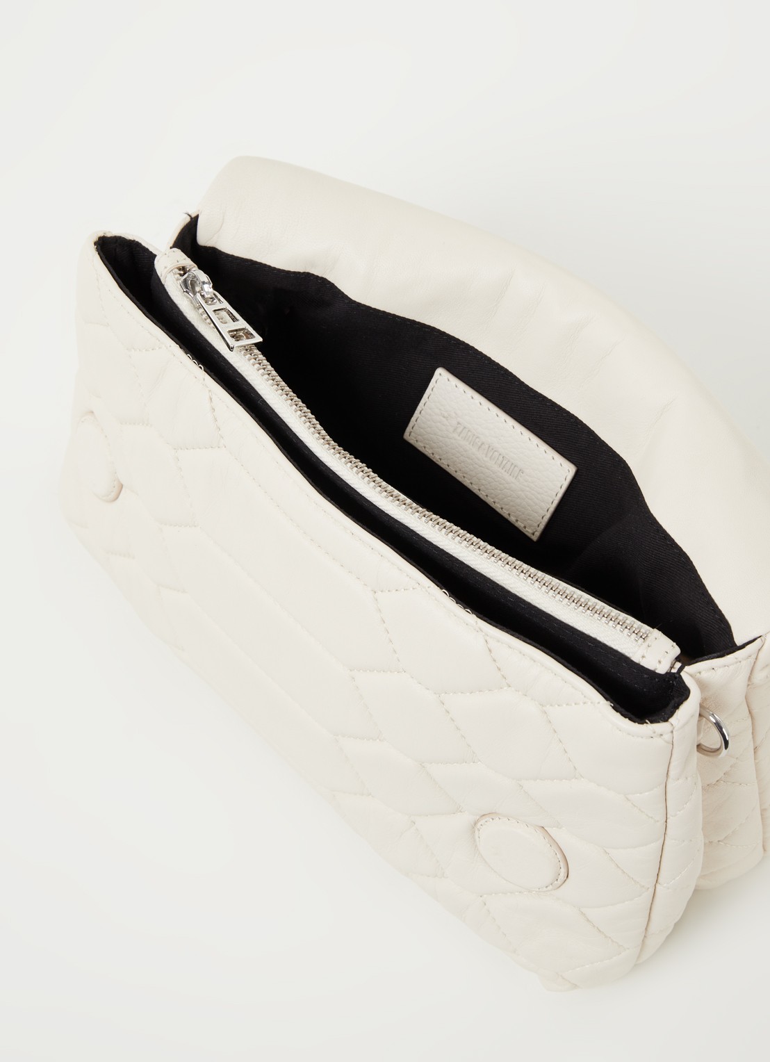 Zadig&Voltaire Rocky XL schoudertas van lamsleer - detail 3 gebroken wit