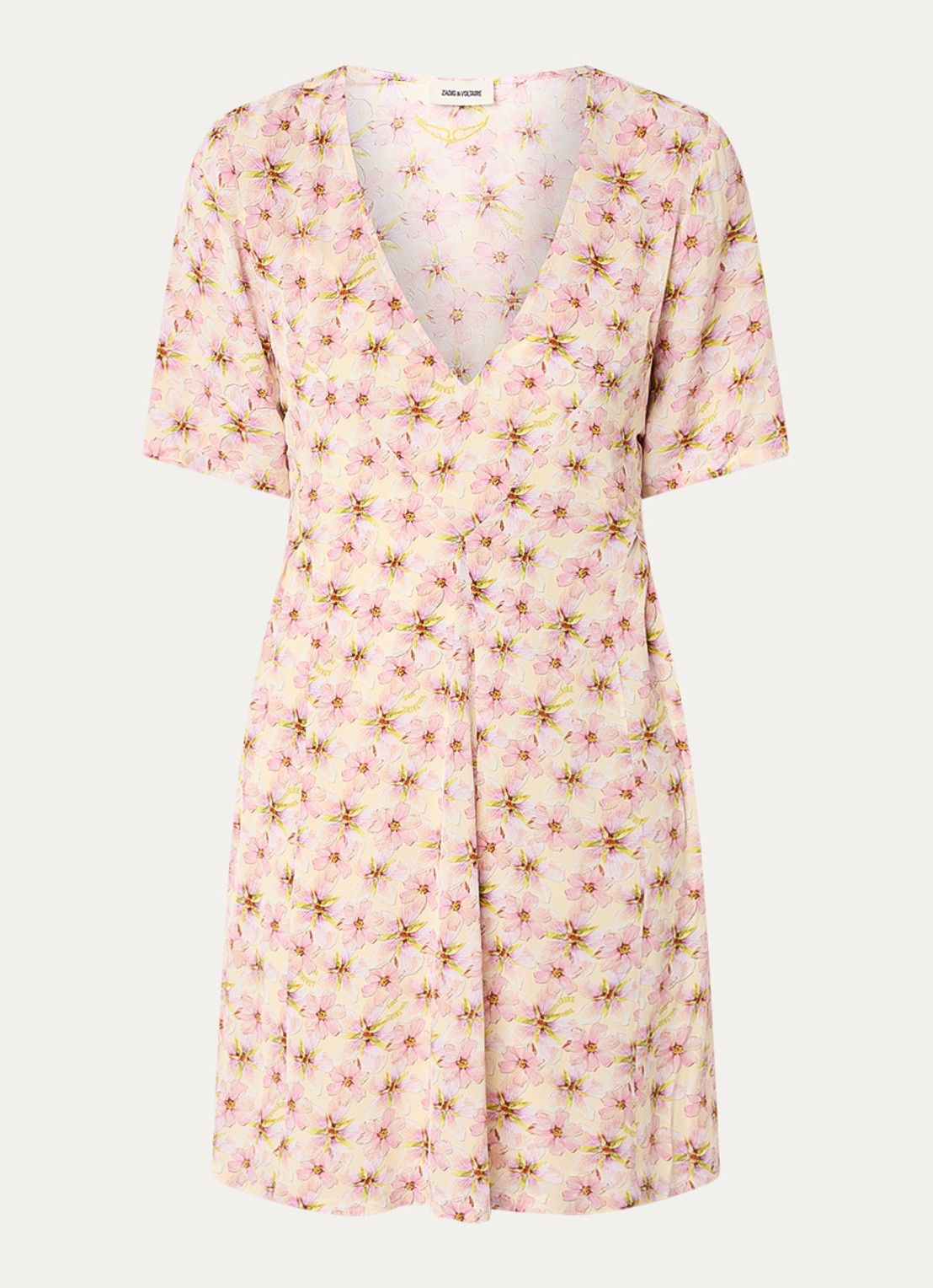 Zadig&Voltaire Rodalas smooth mini tuniekjurk met bloemenprint - voorkant 3 roze