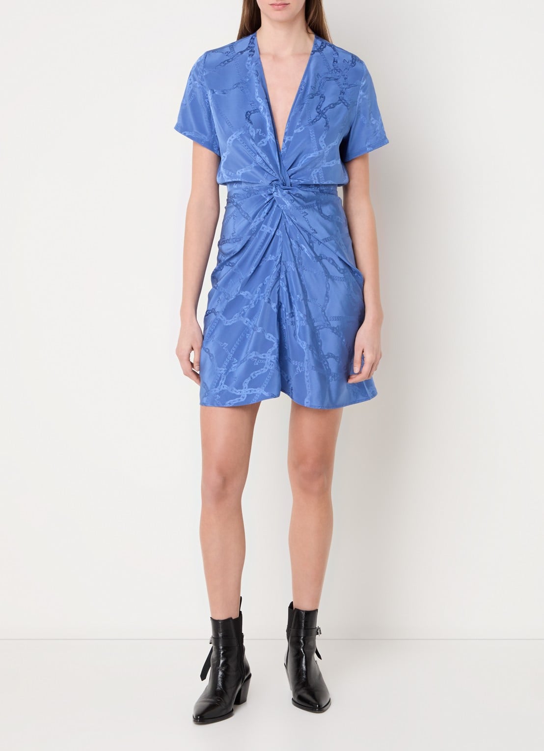 Zadig&Voltaire Rozom mini tuniekjurk van zijde met print  - voorkant 5 middenblauw