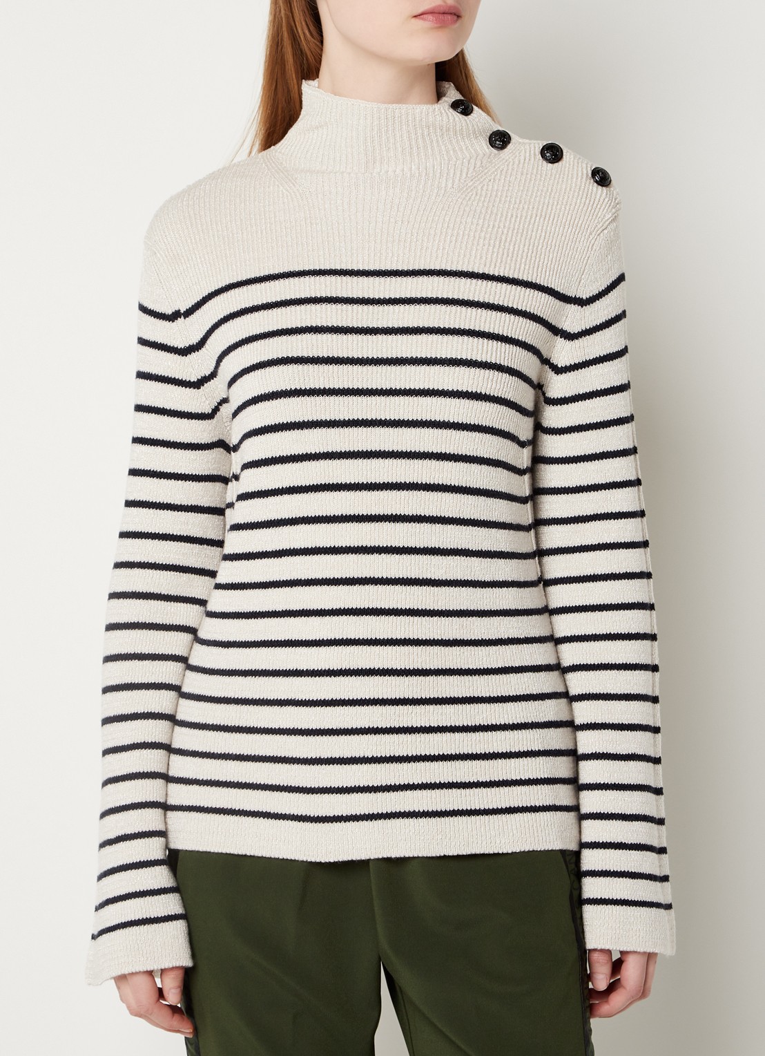 Zadig&Voltaire Sailor grofgebreide coltrui in wolblend met streepprint - detail 3 undefined