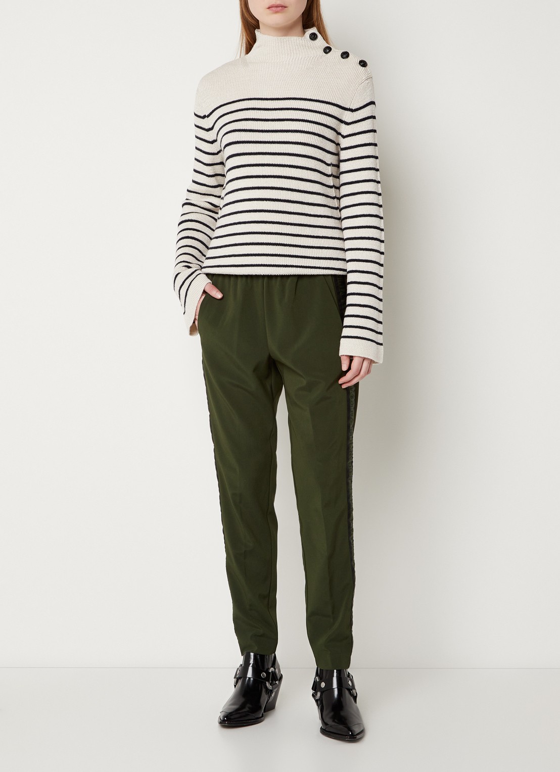Zadig&Voltaire Sailor grofgebreide coltrui in wolblend met streepprint - voorkant 2 undefined