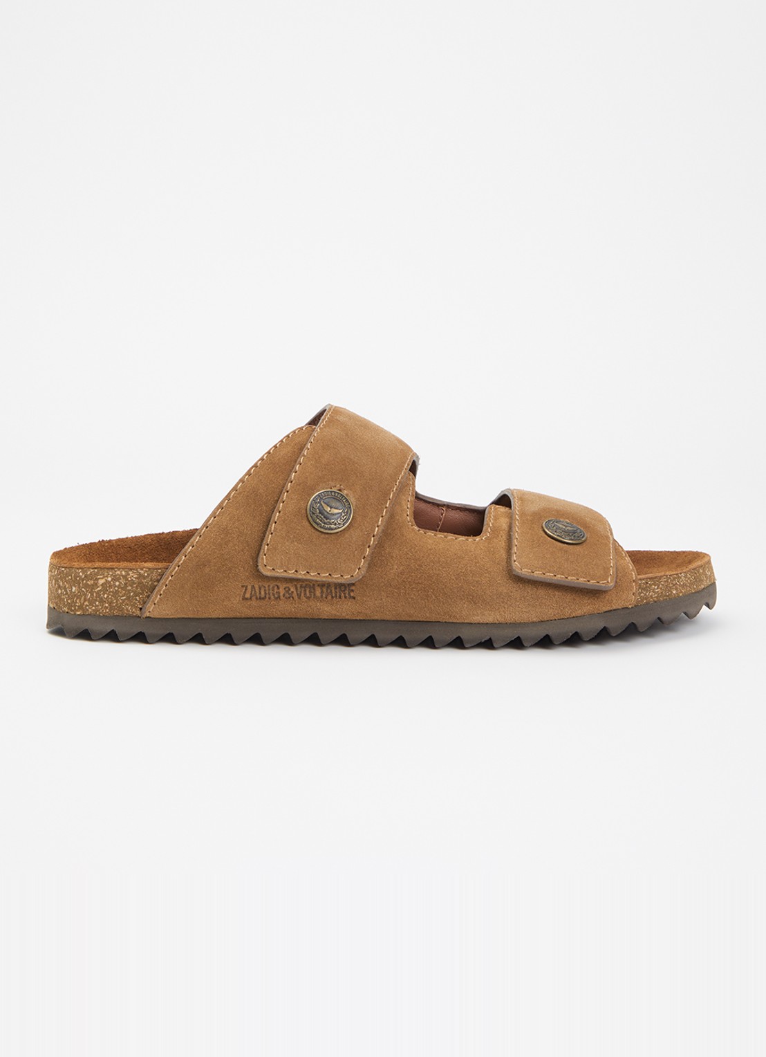 Zadig&Voltaire Santa Fe sandaal van suède - voorkant 4 cognac