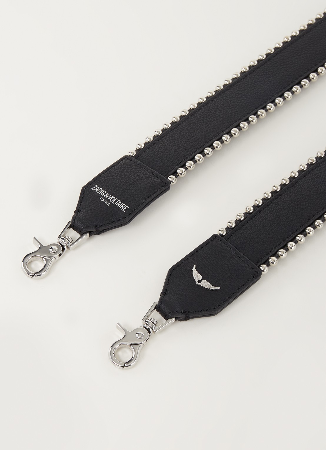 Zadig&Voltaire Schouderriem van leer met studs - detail zwart