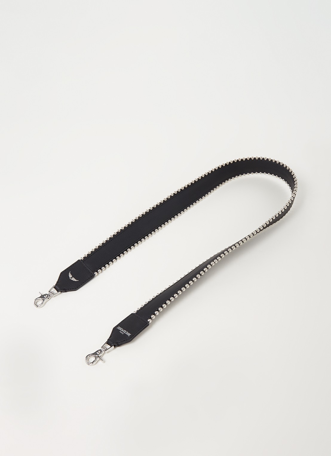 Zadig&Voltaire Schouderriem van leer met studs - voorkant 2 zwart