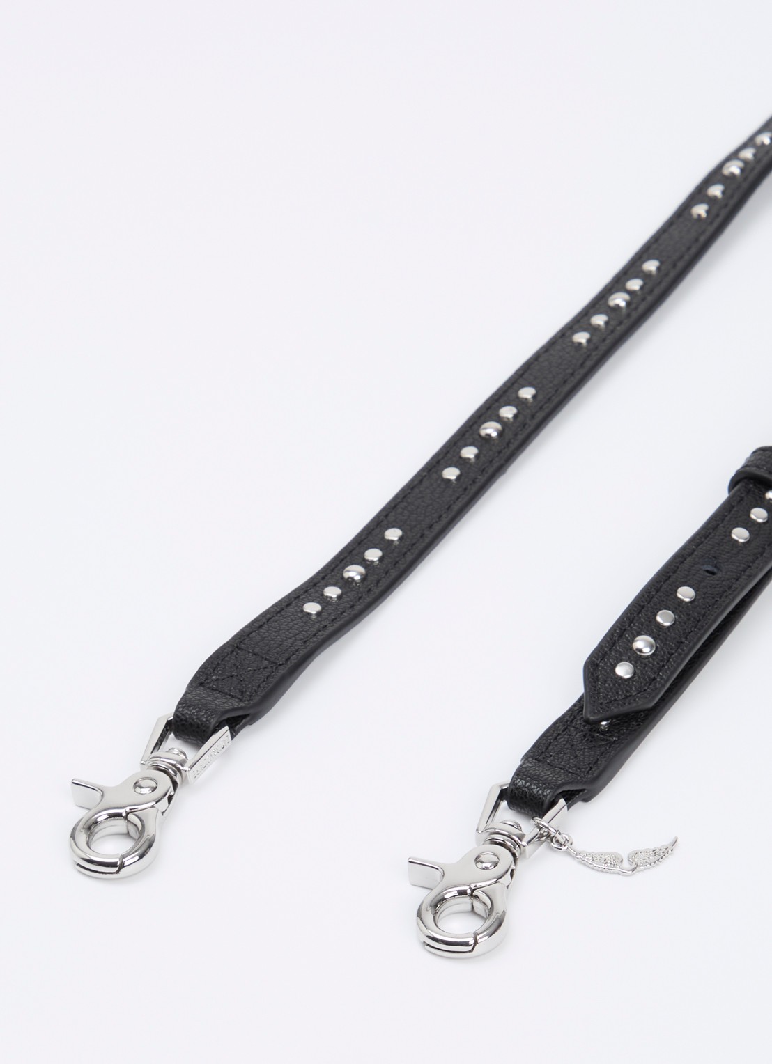 Zadig&Voltaire Schouderriem van leer met studs - voorkant 2 zwart