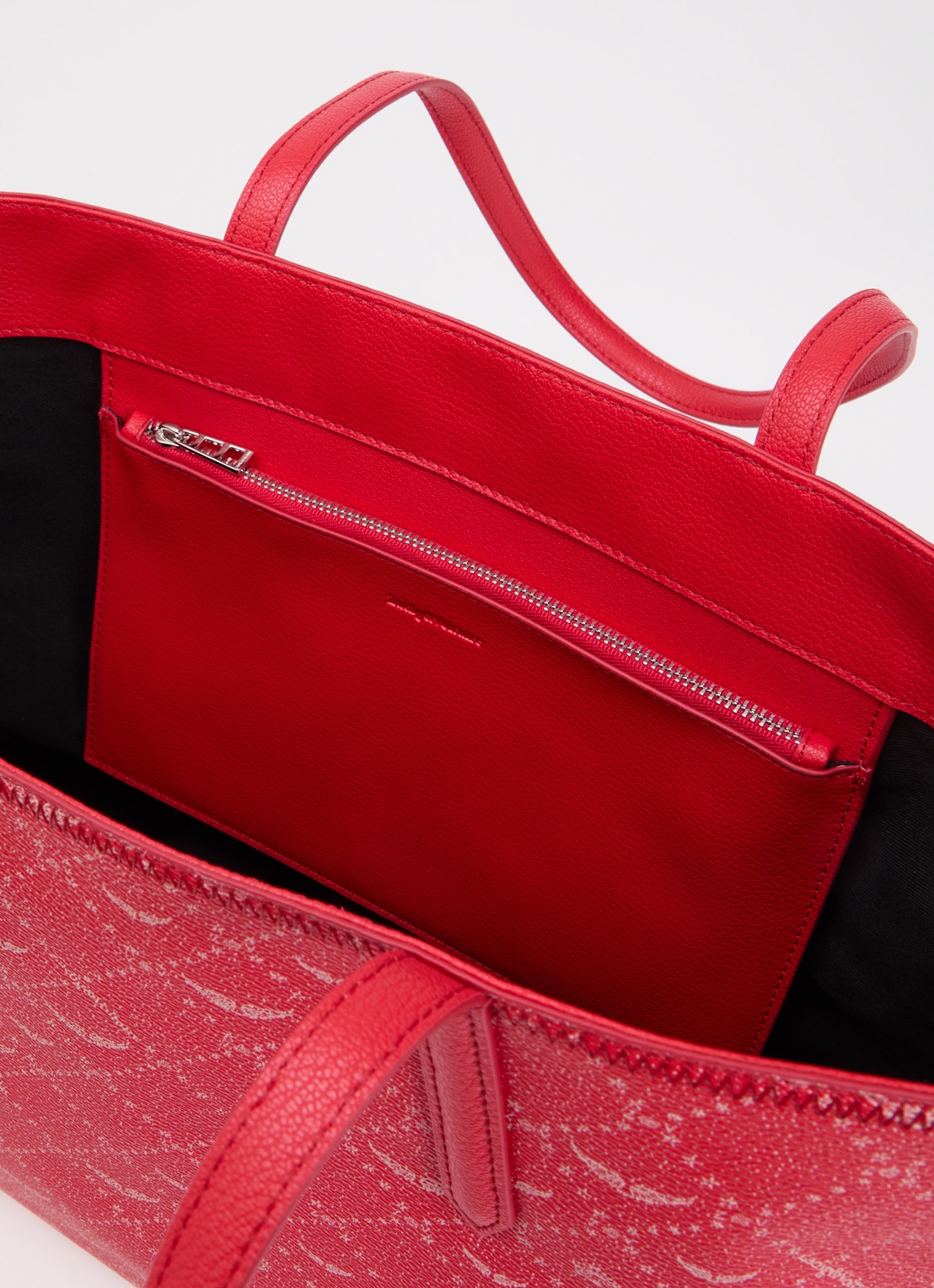 Zadig&Voltaire Shopper van leer met logoprint - detail rood