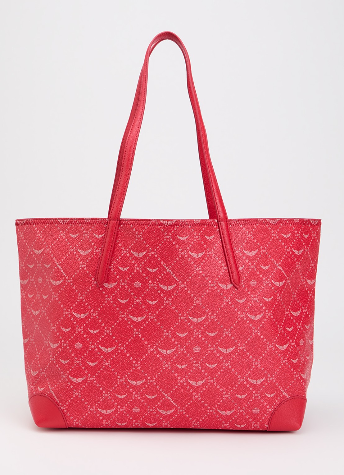 Zadig&Voltaire Shopper van leer met logoprint - voorkant 5 rood