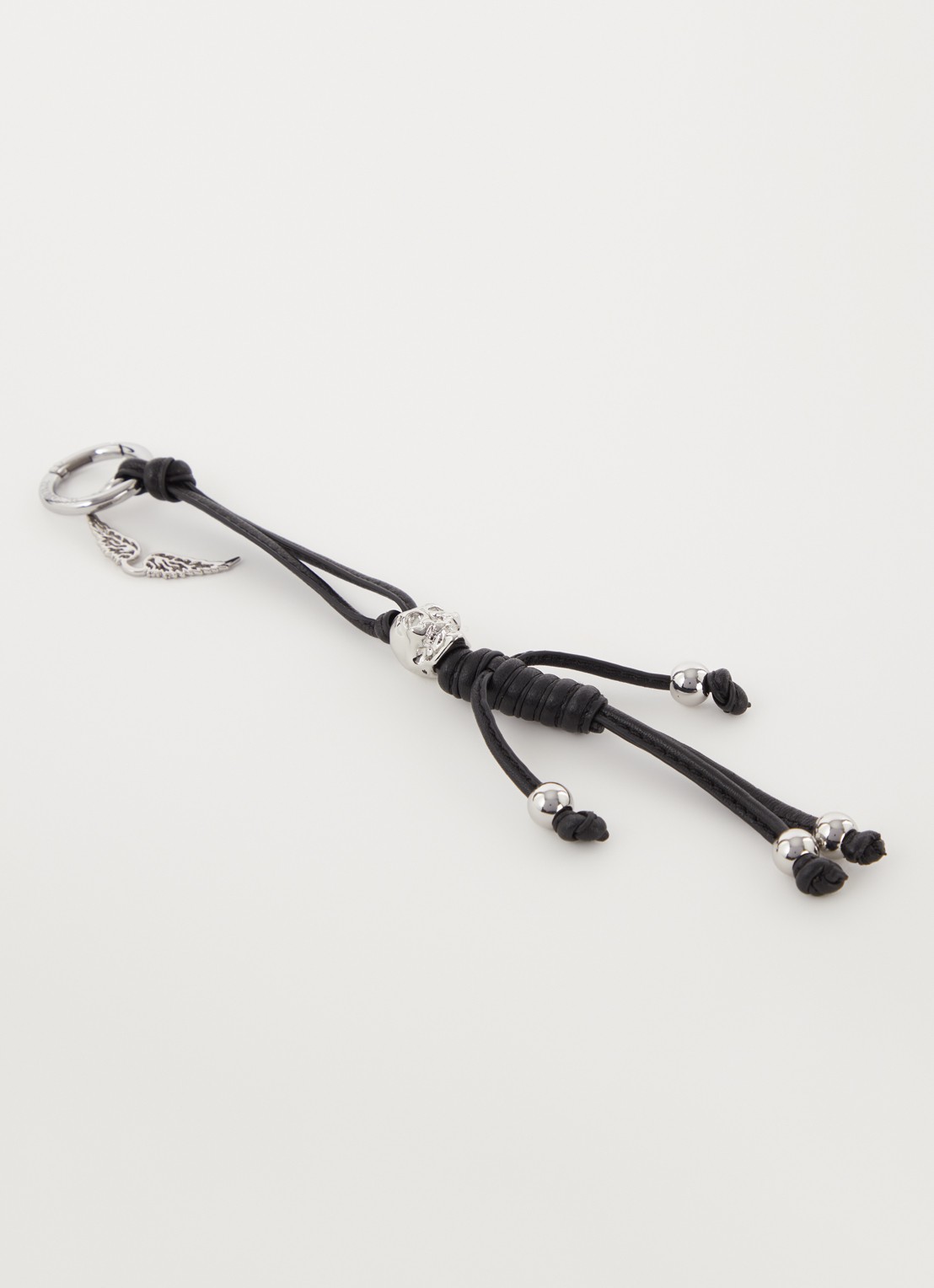Zadig&Voltaire Skull sleutelhanger van lamsleer - voorkant 2 zwart