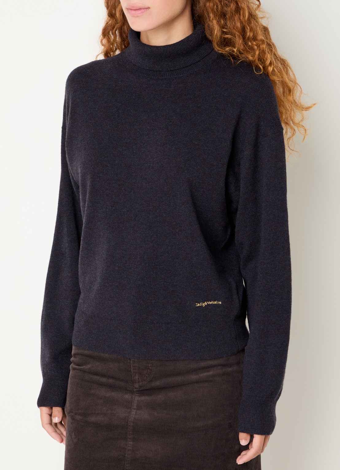 Zadig&Voltaire Souly fijngebreide coltrui in kasjmierblend - detail 4 donkerblauw