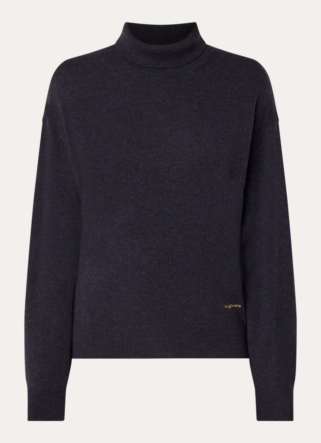 Zadig&Voltaire Souly fijngebreide coltrui in kasjmierblend - voorkant 2 donkerblauw