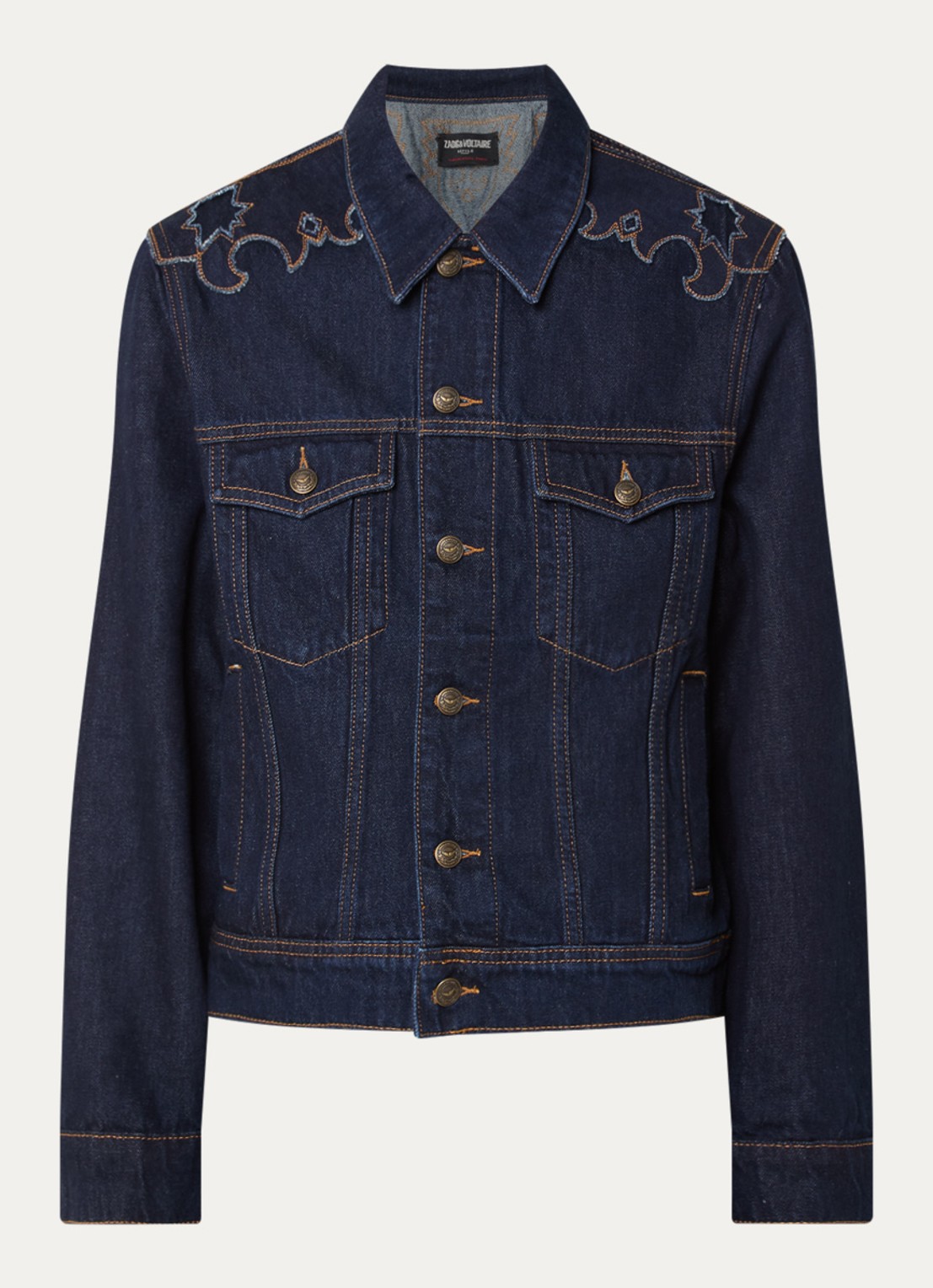 Zadig&Voltaire Spijkerjas met steekzakken en borduring - voorkant indigo