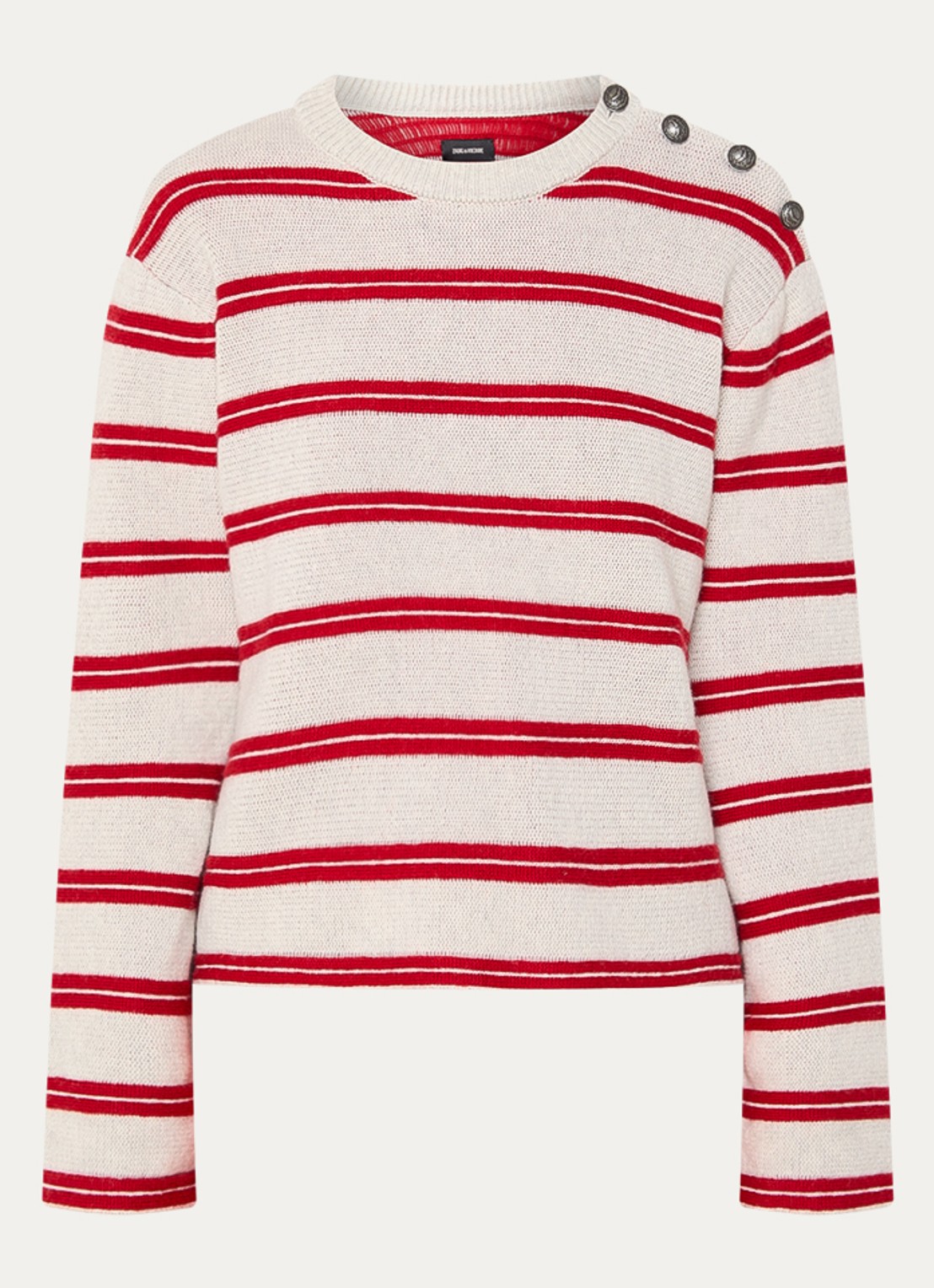 Zadig&Voltaire Spikyz grofgebreide trui met streepprint - voorkant donkerrood