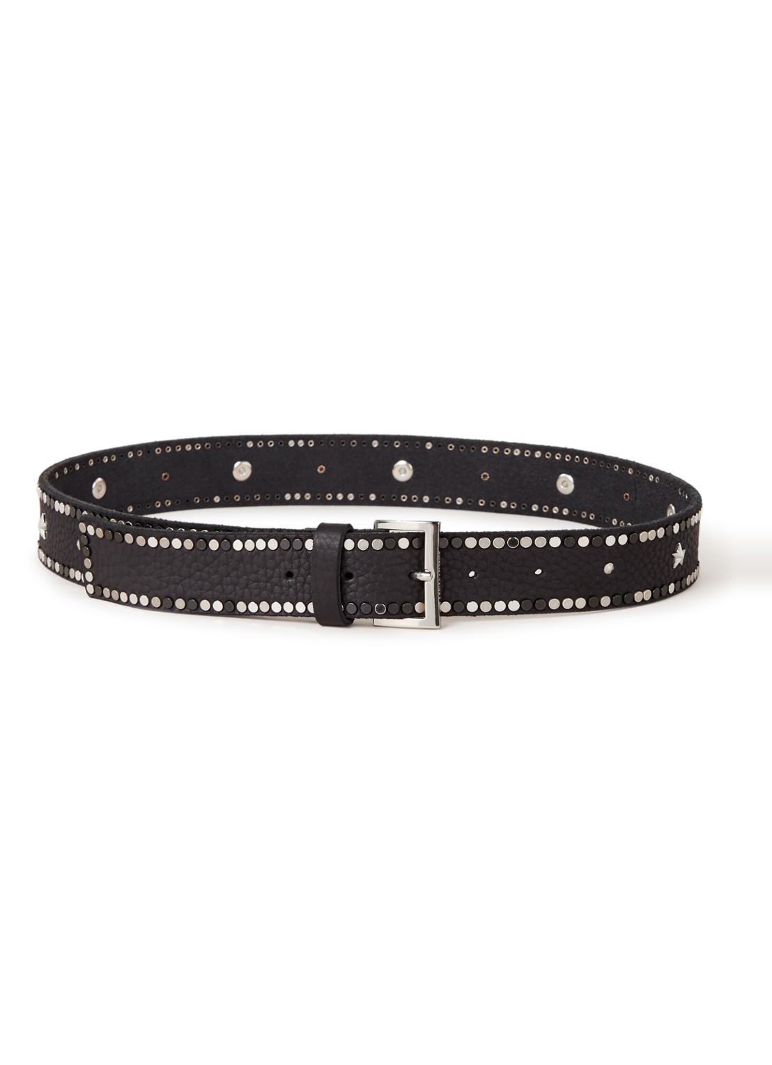 Zadig&Voltaire Starlight riem van leer met studs - voorkant zwart