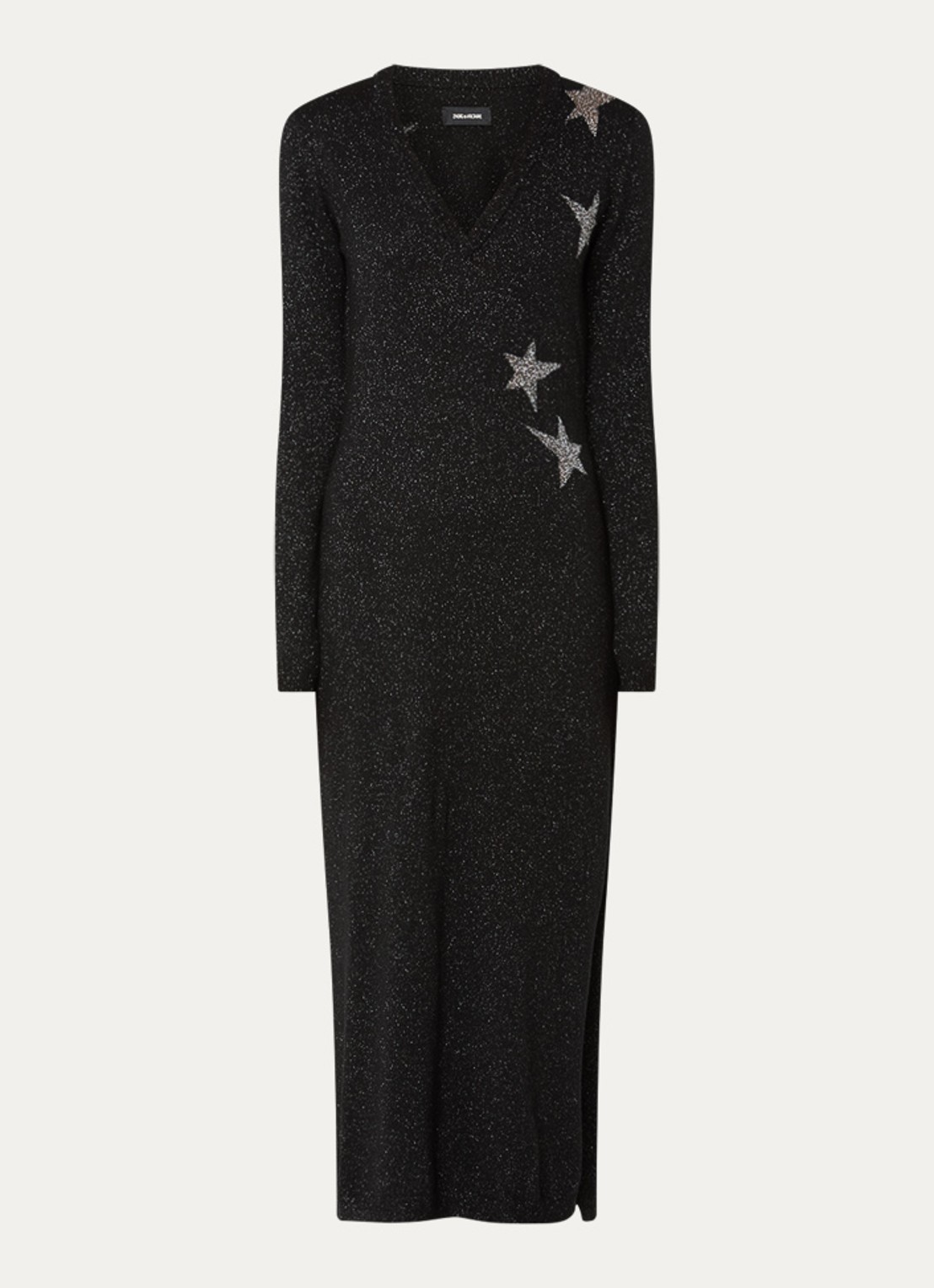 Zadig&Voltaire Stelly fijngebreide jurk met lurex en ingebreid patroon - voorkant 2 zwart