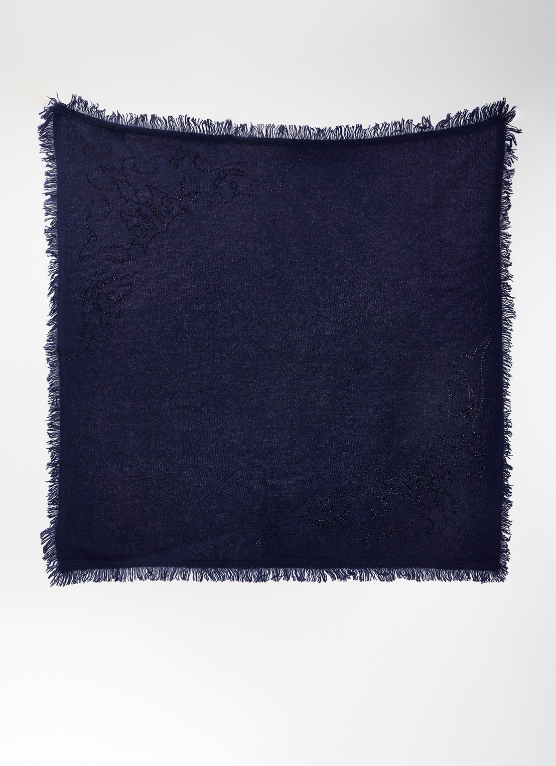 Zadig&Voltaire Stevie sjaal van kasjmier met strass 90 x 90 cm - detail donkerblauw
