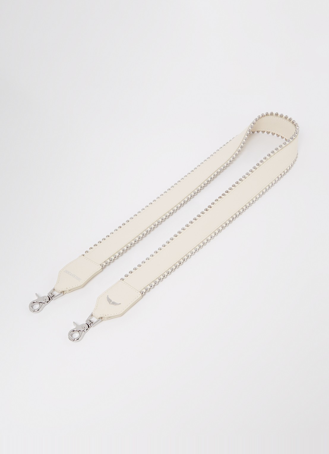 Zadig&Voltaire Studs Piping schouderriem van kalfsleer - voorkant creme
