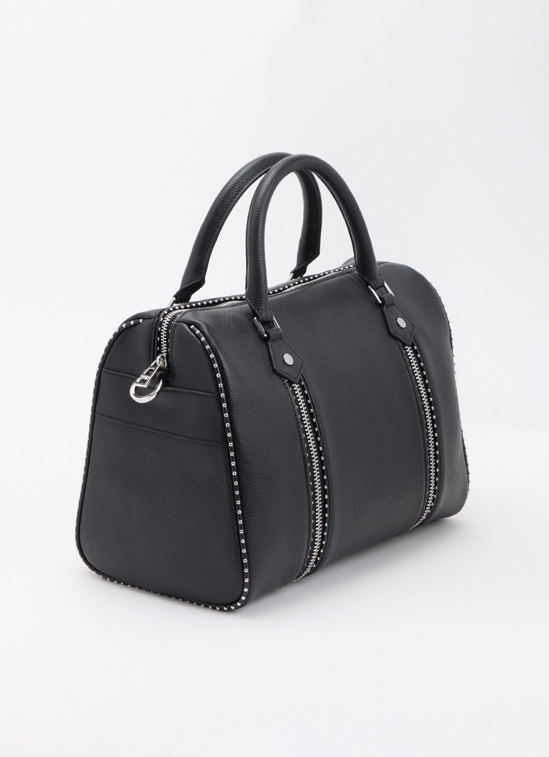 Zadig&Voltaire Sunny Medium handtas van leer met studs en afneembare schouderriem - achterkant 5 zwart