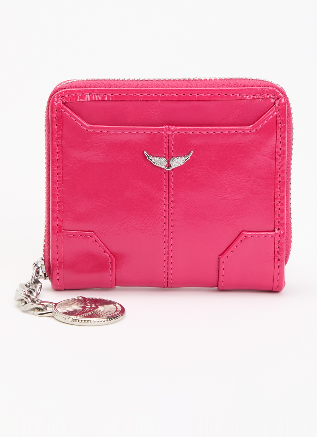 Zadig&Voltaire Sunny Mini portemonnee van leer - voorkant donkerroze