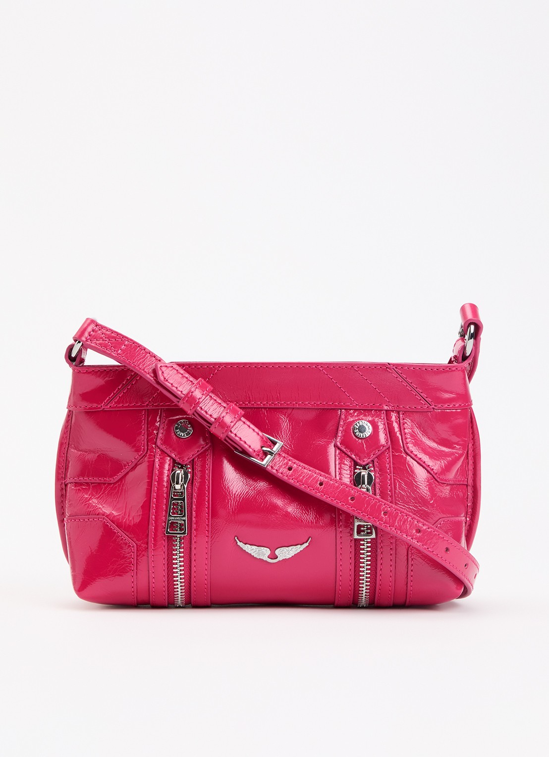 Zadig&Voltaire Sunny Mood crossbodytas van leer met structuur - voorkant 5 roze