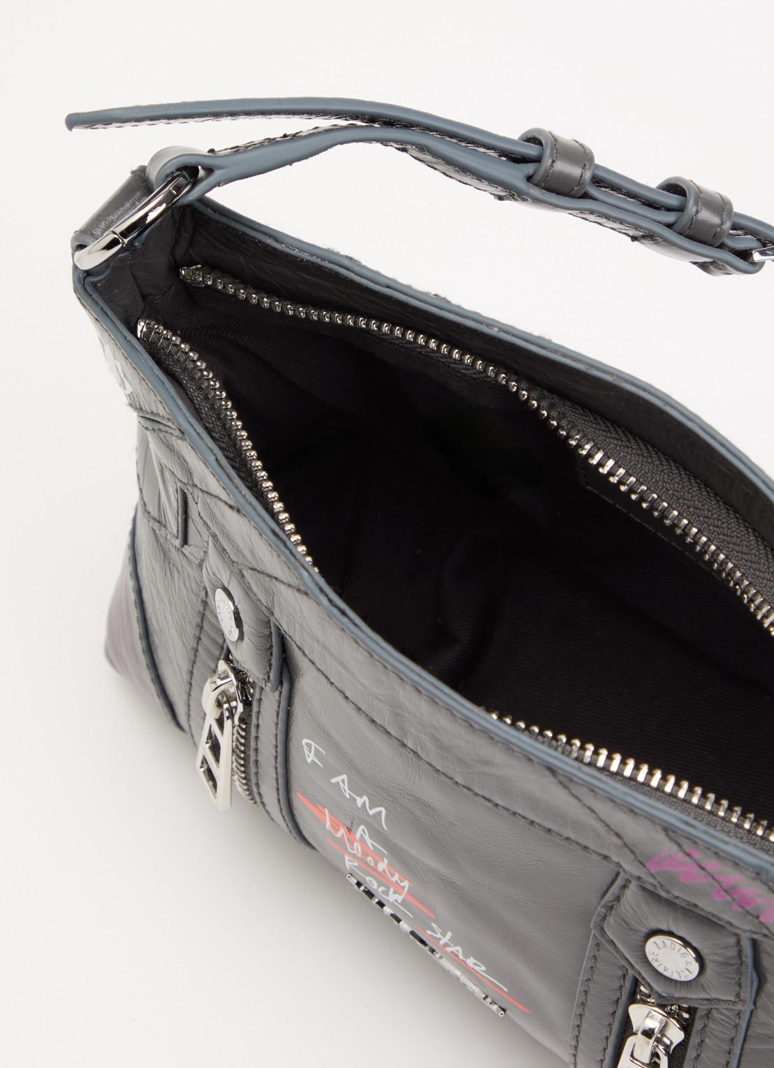 Zadig&Voltaire Sunny Mood Humberto crossbodytas van leer met print - detail 2 grijs