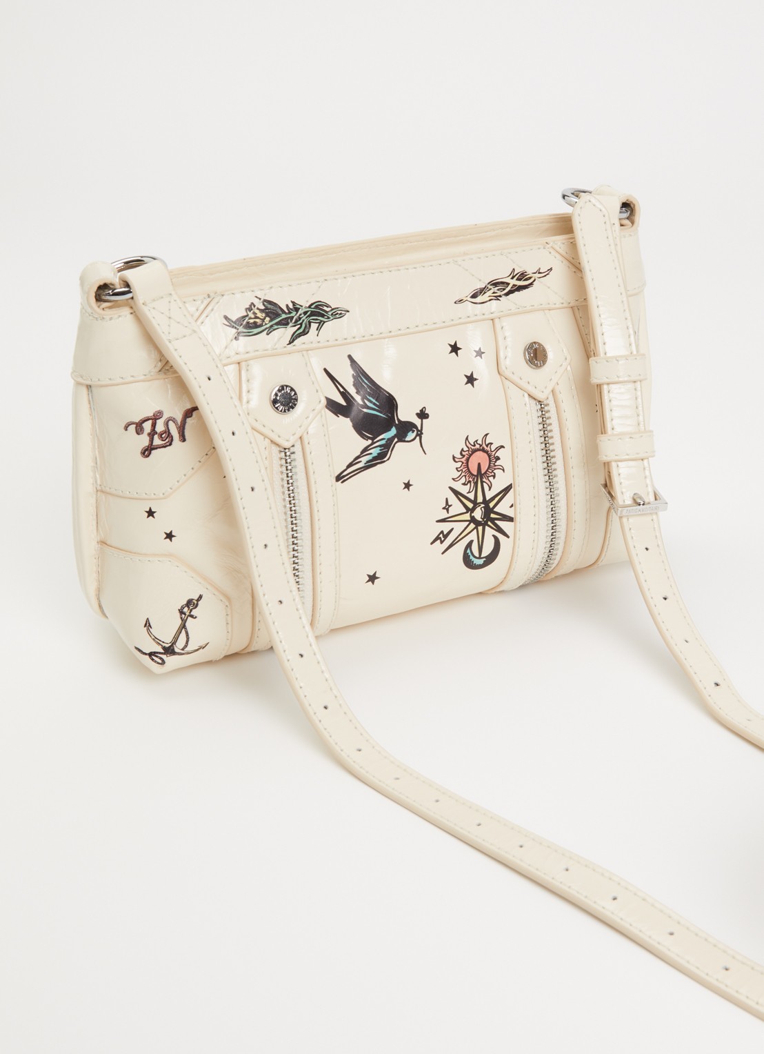 Zadig&Voltaire Sunny Mood Tattoo crossbodytas van leer - achterkant 5 ivoor