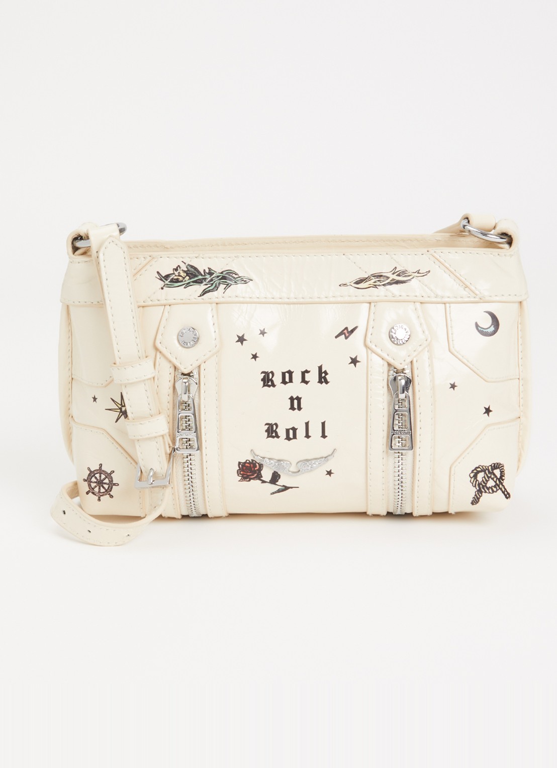Zadig&Voltaire Sunny Mood Tattoo crossbodytas van leer - voorkant 4 ivoor