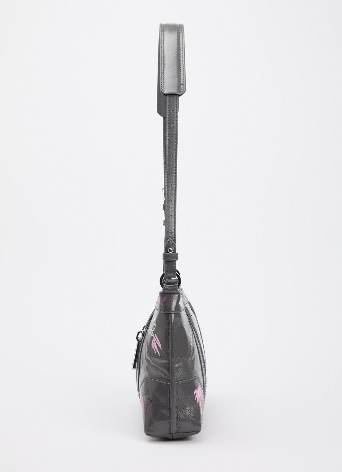 Zadig&Voltaire Sunny Moody crossbodytas van leer met print - detail 3 grijs