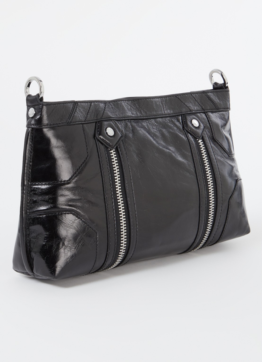 Zadig&Voltaire Sunny Moody crossbodytas van leer met verstelbare schouderriem - achterkant zwart