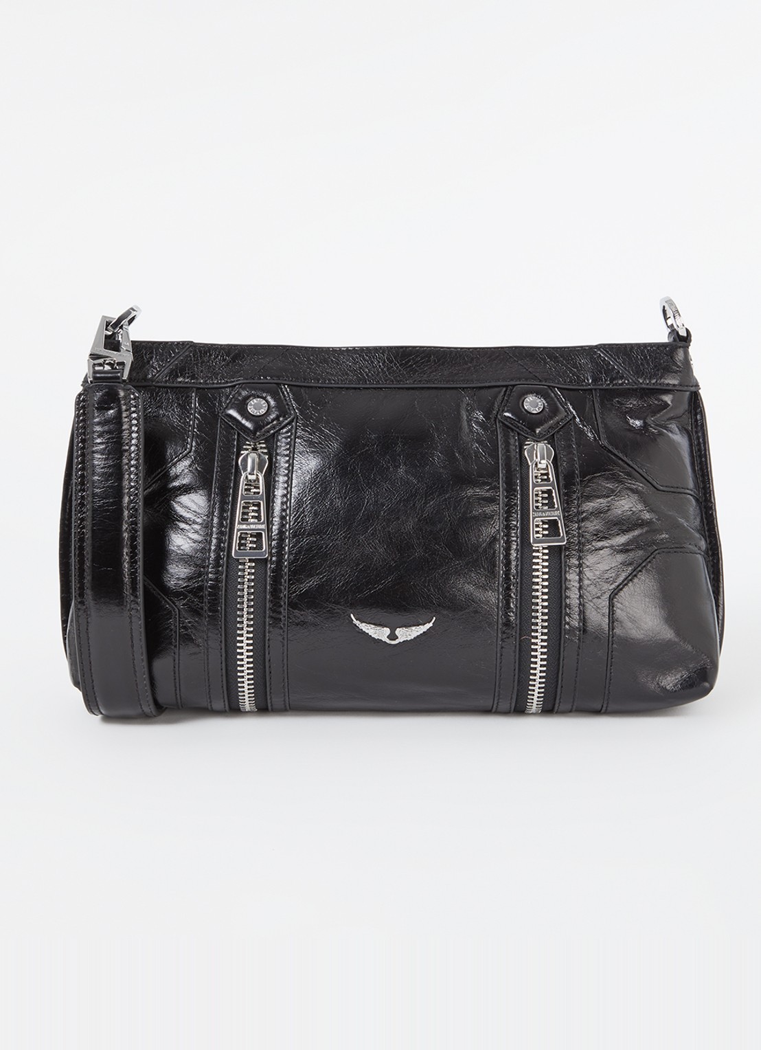 Zadig&Voltaire Sunny Moody crossbodytas van leer met verstelbare schouderriem - voorkant 2 zwart