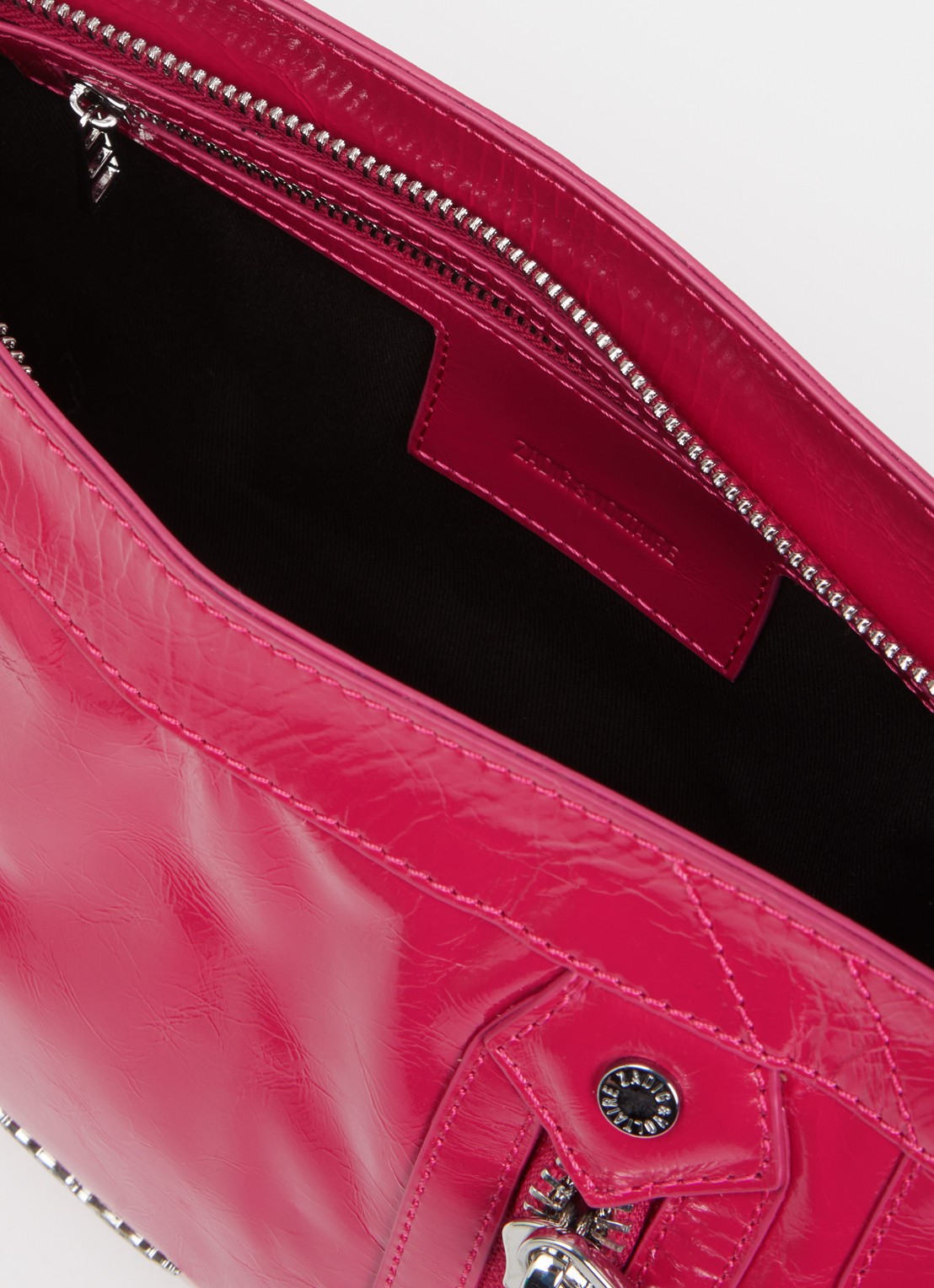 Zadig&Voltaire Sunny Moody crossbodytas van leer met verstelbare schouderriem - detail 2 donkerroze