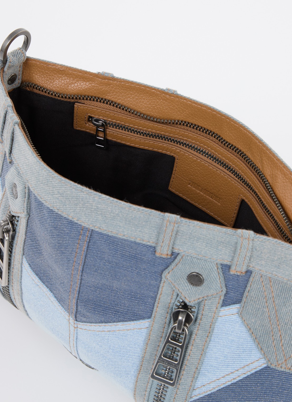 Zadig&Voltaire Sunny Moody schoudertas van denim met verstelbare schouderriem - detail indigo