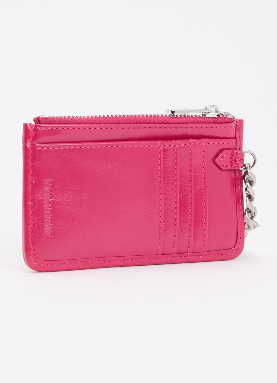 Zadig&Voltaire Sunny pasjeshouder van leer - achterkant roze
