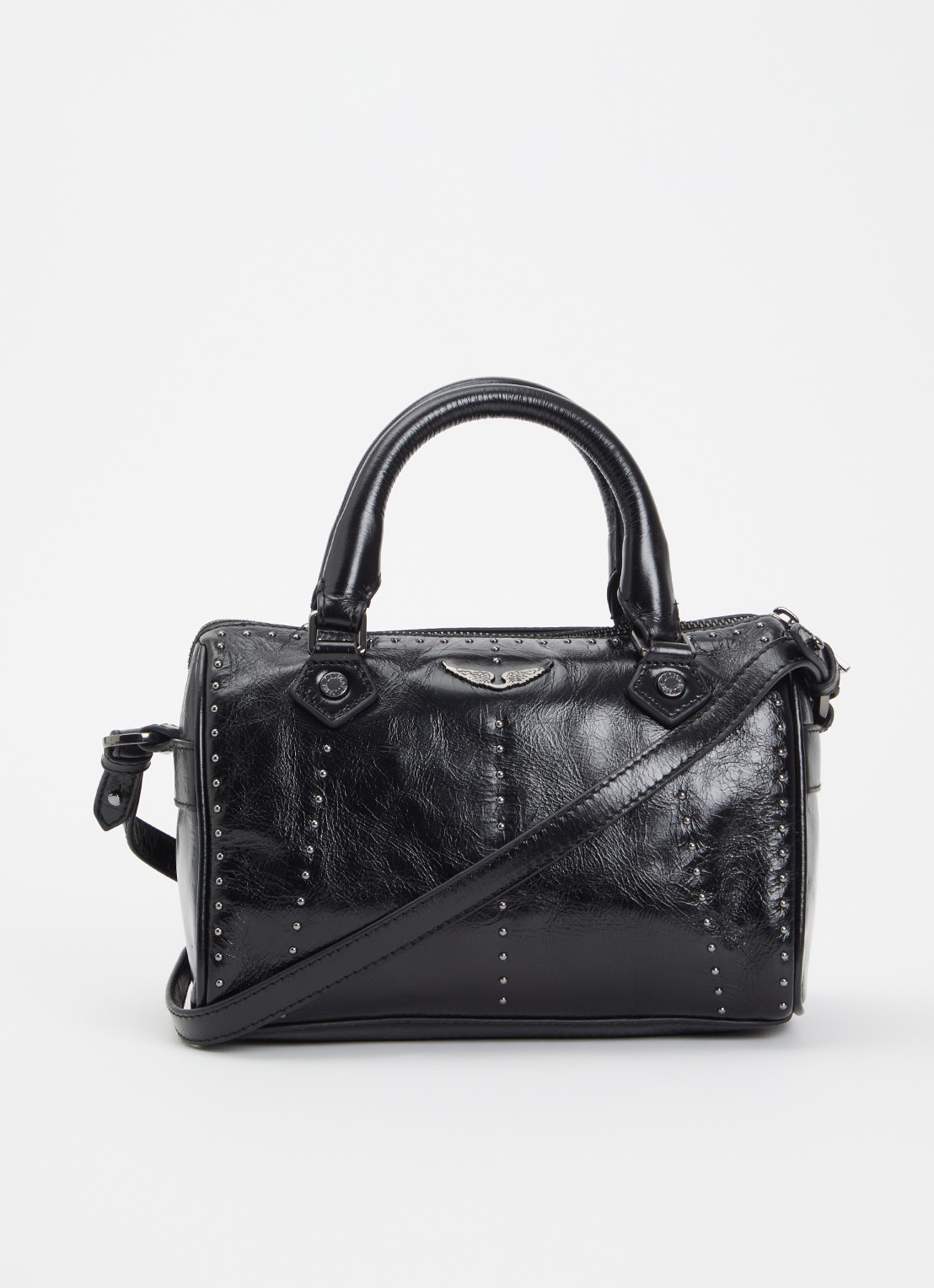 Zadig&Voltaire Sunny Small handtas van leer met studs - voorkant 5 zwart