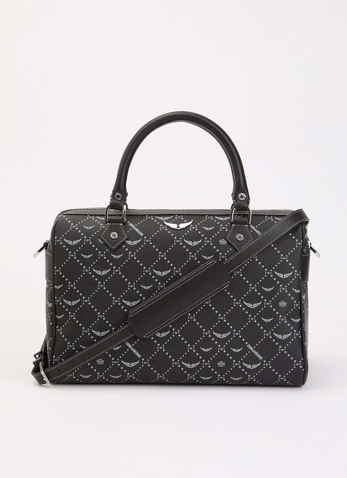 Zadig&Voltaire Sunny Vibe Medium handtas van leer met afneembare schouderriem - voorkant zwart