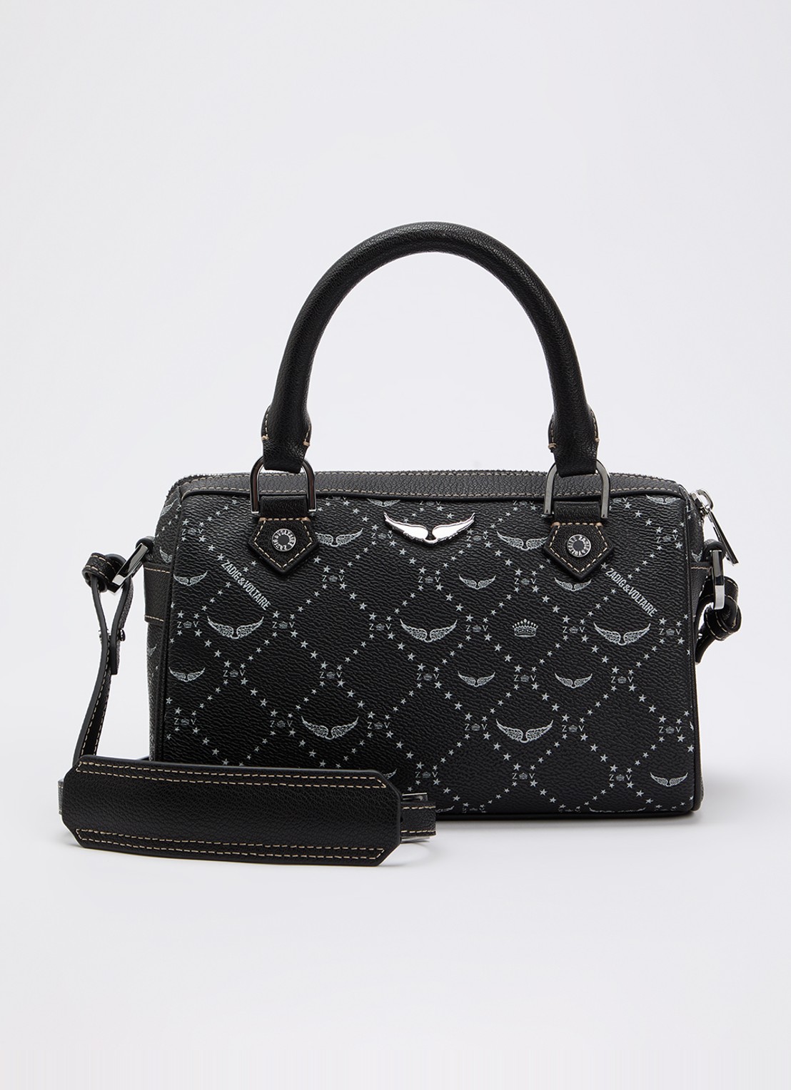 Zadig&Voltaire Sunny XS Vibe handtas van leer met logoprint - voorkant 5 zwart