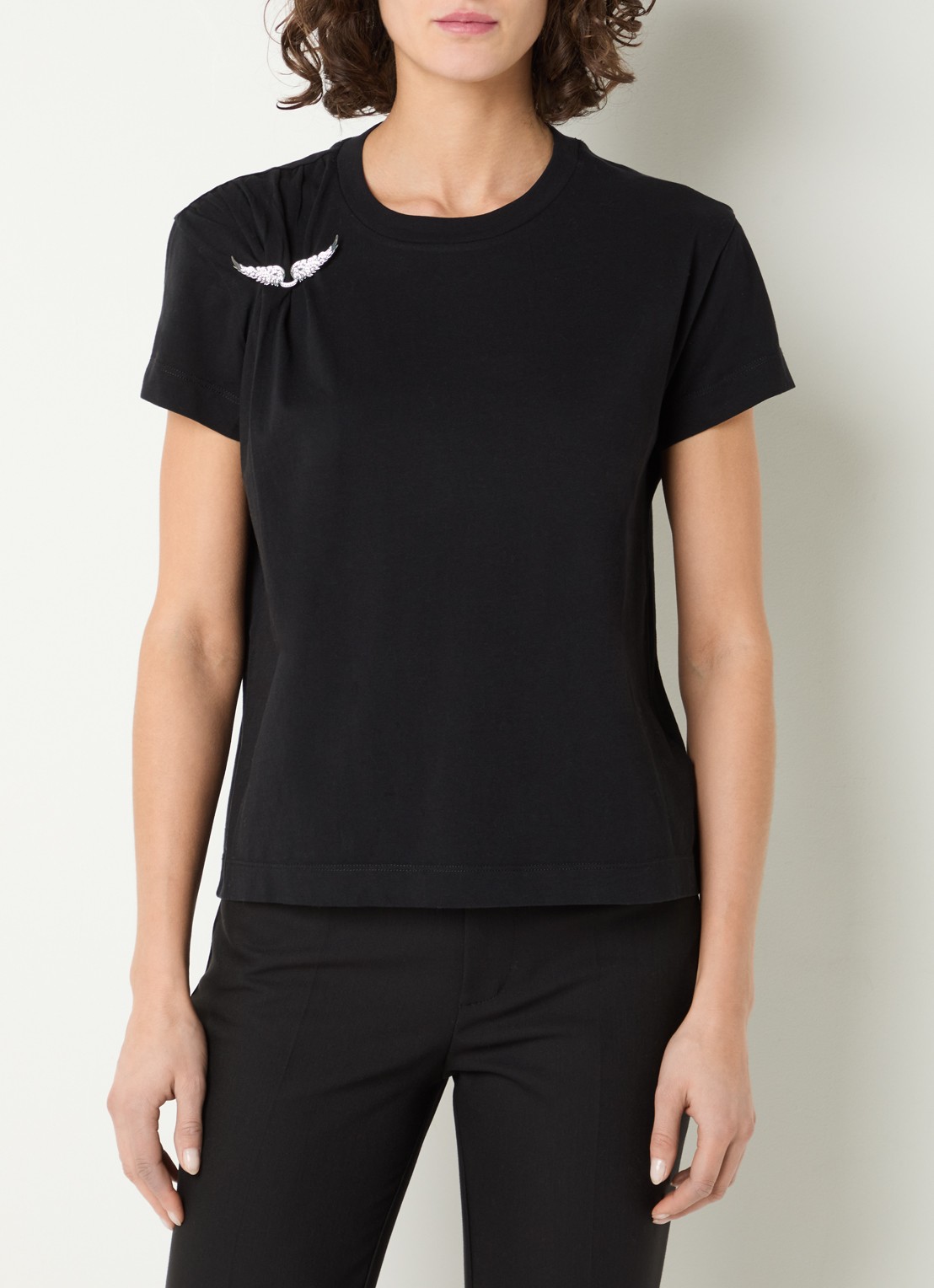 Zadig&Voltaire Suzan T-shirt met afneembare broche - detail 4 zwart