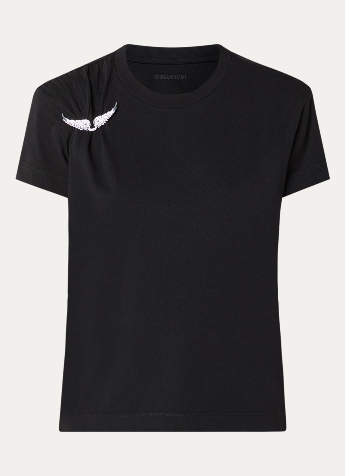 Zadig&Voltaire Suzan T-shirt met afneembare broche - voorkant zwart